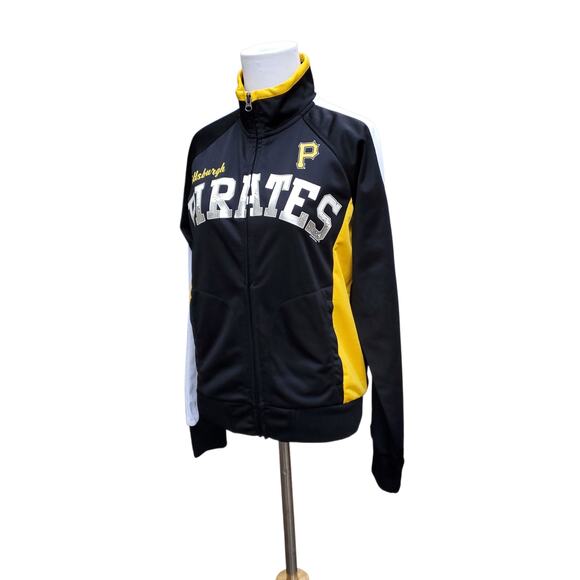 G-III Carl Banks Pittsburgh Pirates Tricot Full-Zip Track Jacket Black Gold Sz S - Picture 8 of 16